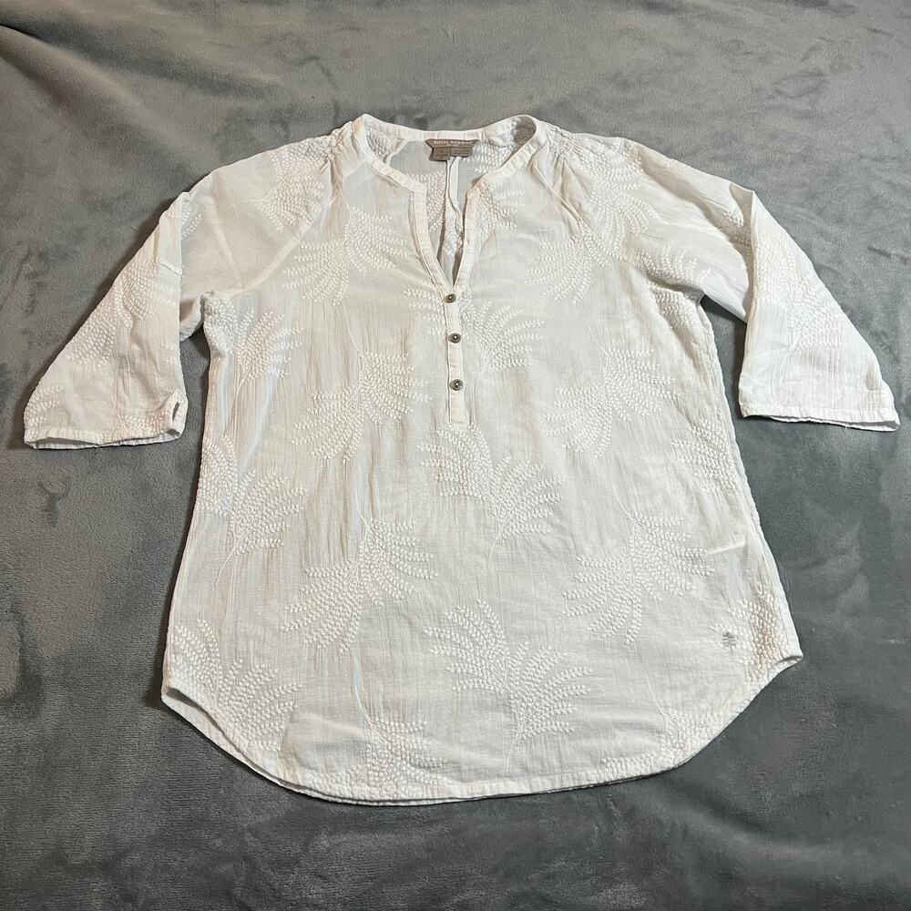 Royal Robbins Women's Oasis Tunic II 3/4 Sleeve Size L Cotton Leaf Embroidered